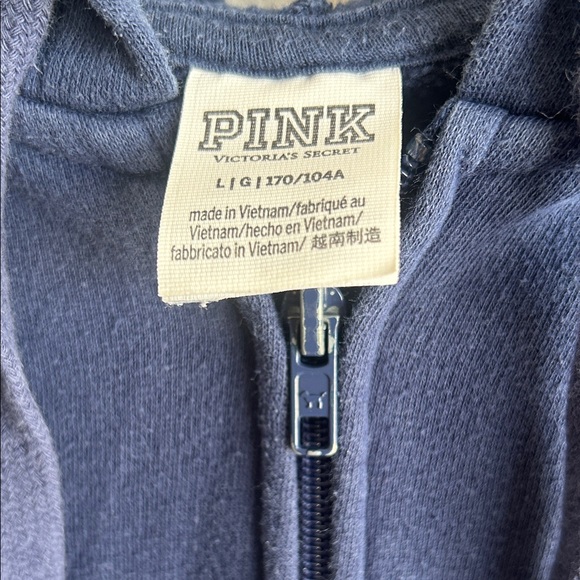 PINK Victoria's Secret Navy Hoodie with Silver Accents - Picture 3 of 3